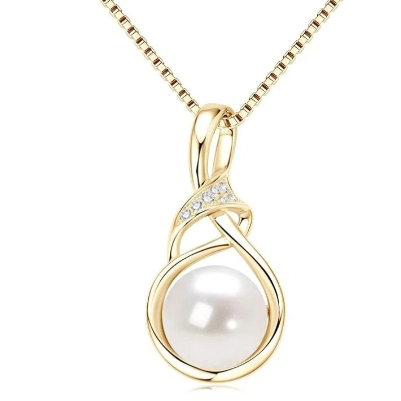 Colliers avec pendentif en perles d'eau douce pour femmes, collier en argent sterling avec perle unique infinie