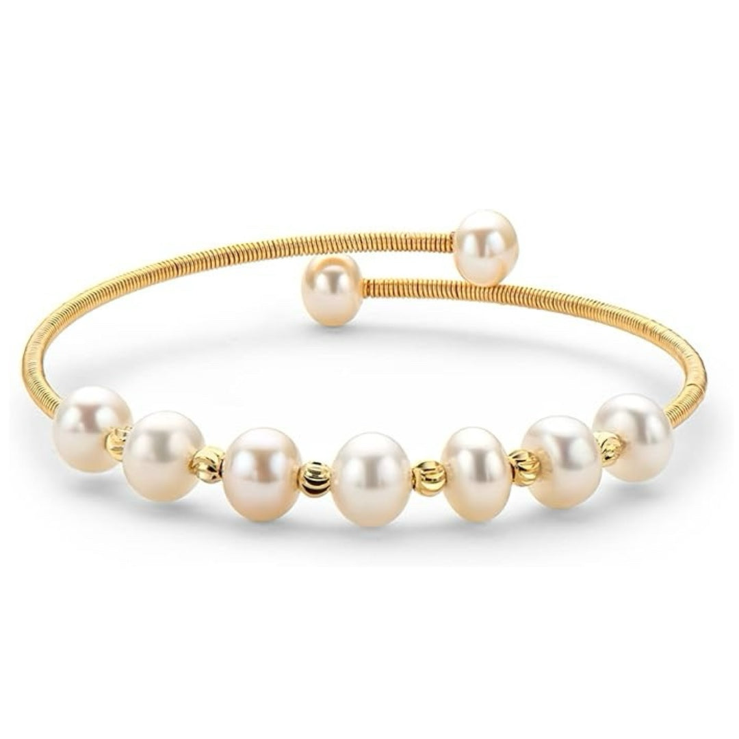 Bracelet jonc ouvert en perles de culture d'eau douce, bijoux cadeaux