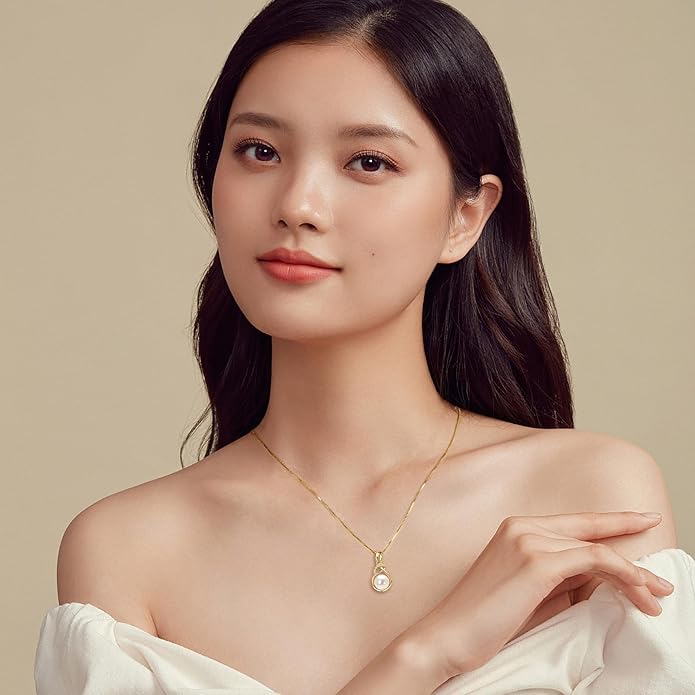 Colliers avec pendentif en perles d'eau douce pour femmes, collier en argent sterling avec perle unique infinie
