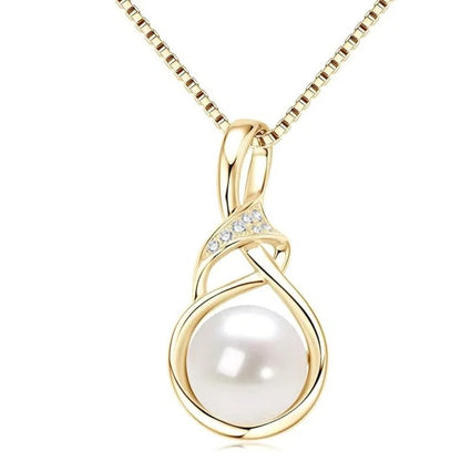 Freshwater Pearl Pendant Necklaces for Women, Sterling Silver Infinity Single Pearl Necklace