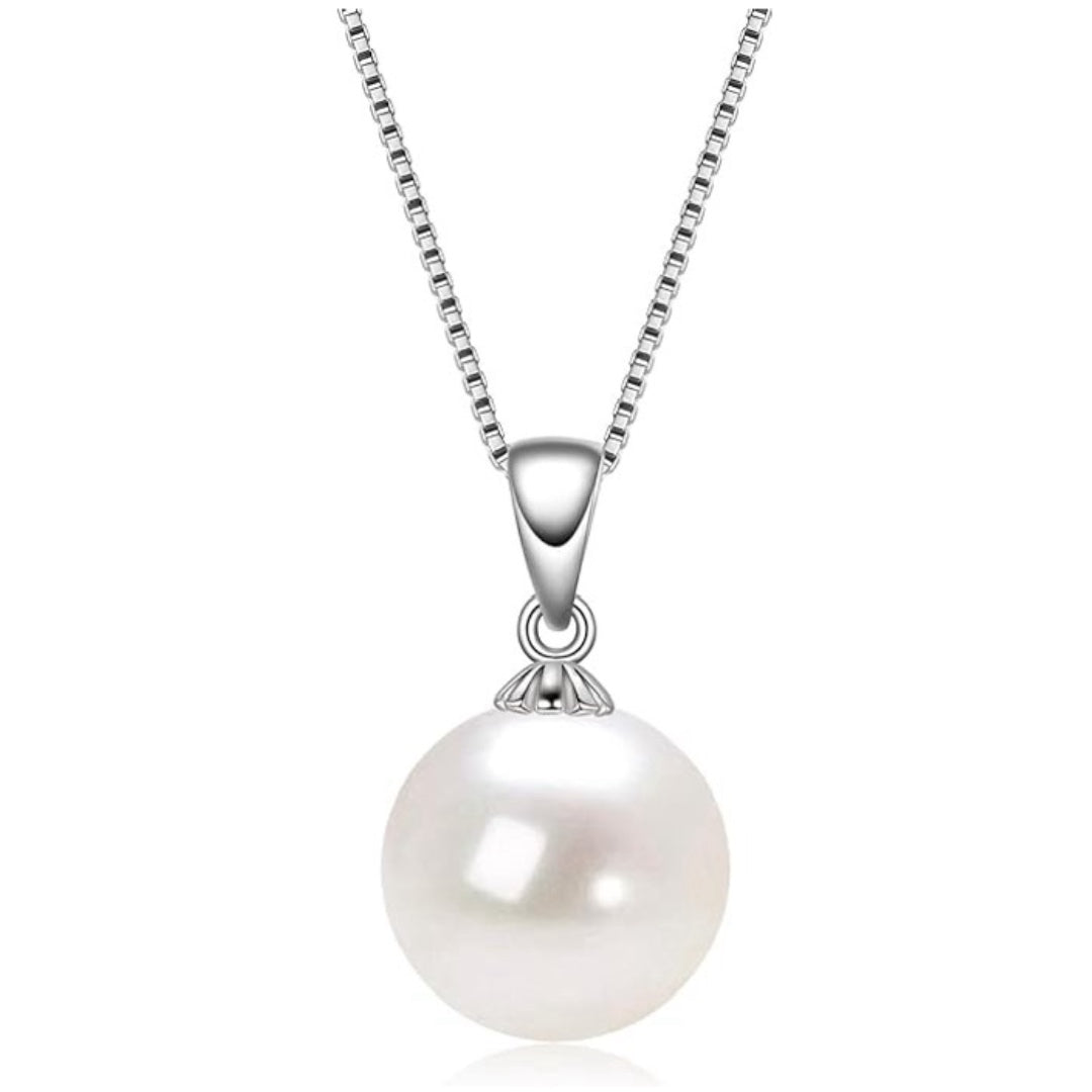 Simple Pearl Necklace Sterling Silver Freshwater Cultured Single Pearl Pendant Necklaces