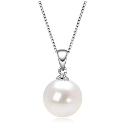 Simple Pearl Necklace Sterling Silver Freshwater Cultured Single Pearl Pendant Necklaces