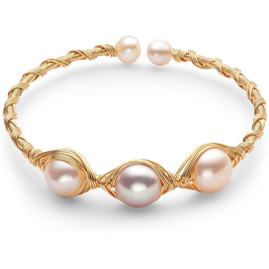 Pearl Bangle Freshwater Cultured Pearl Open Cuff Bangle Bracelets Jewelry Gifts
