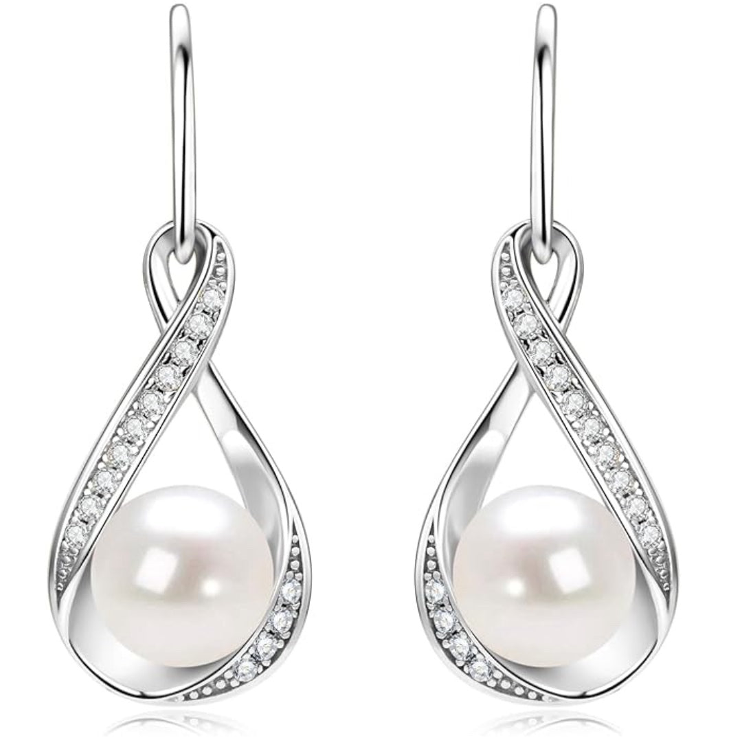 Pendientes de perlas de agua dulce para mujer, pendientes colgantes de perlas de plata de ley, joyería de boda, regalo