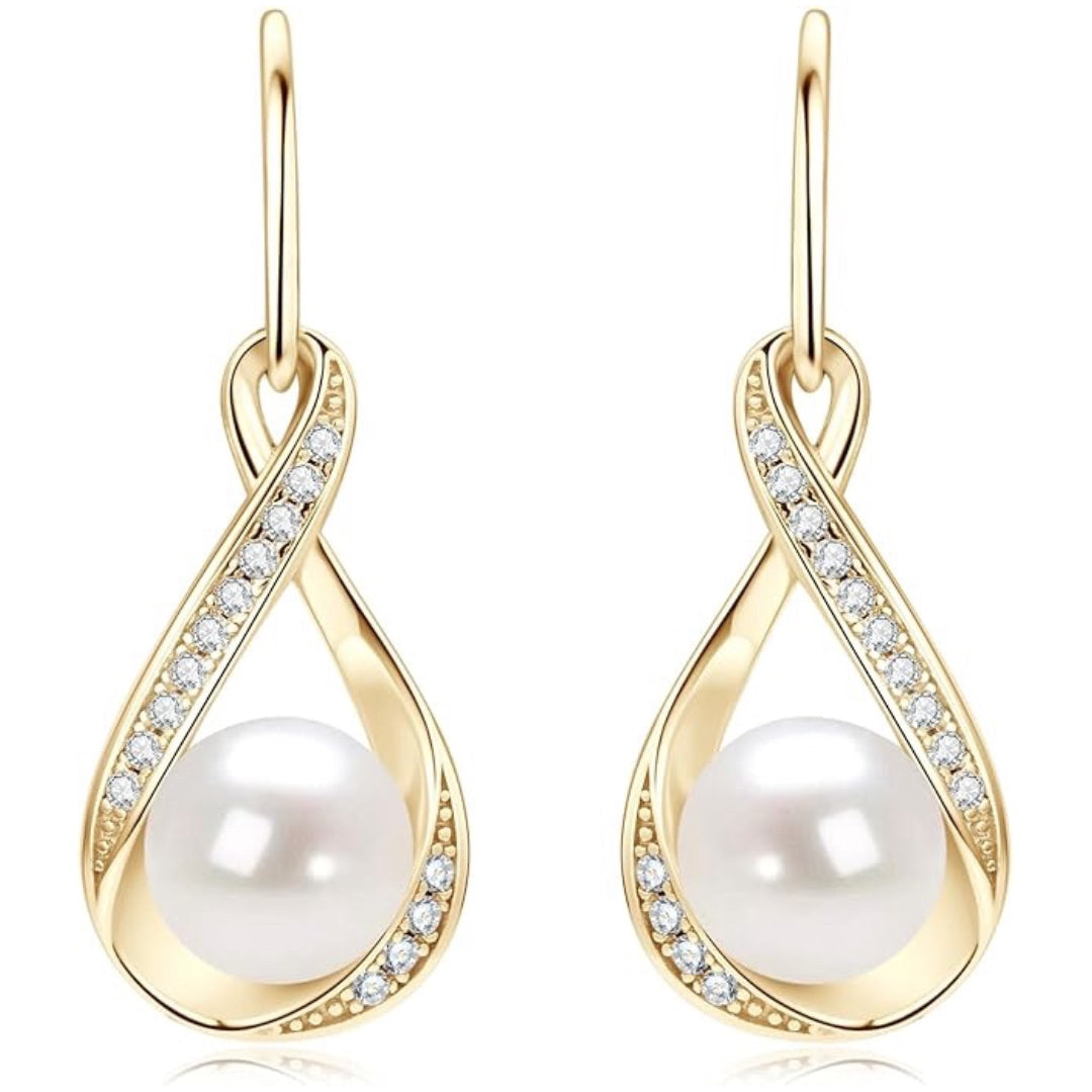 Pendientes de perlas de agua dulce para mujer, pendientes colgantes de perlas de plata de ley, joyería de boda, regalo
