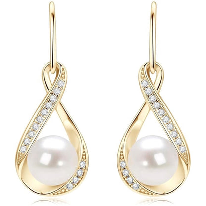 Pendientes de perlas de agua dulce para mujer, pendientes colgantes de perlas de plata de ley, joyería de boda, regalo