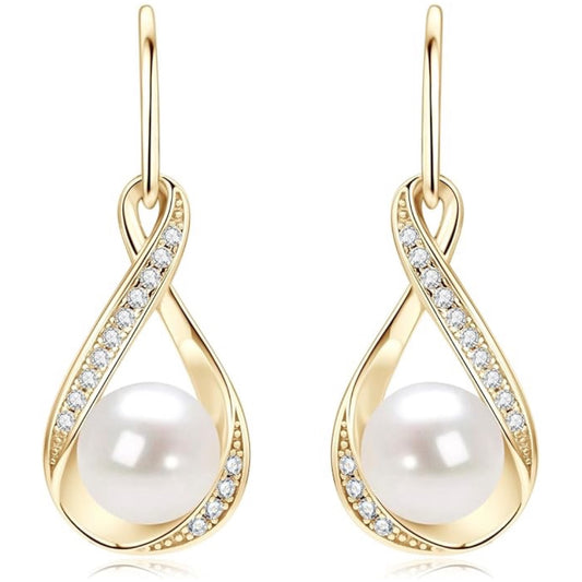 Freshwater Pearl Drop Earrings for Women, Sterling Silver Pearl Dangle Earrings Wedding Jewelry Gift