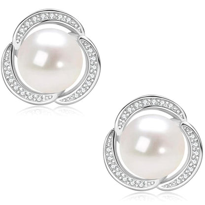 Pearl Stud Earrings 14K Gold Plated Freshwater Cultured White Pearl Jewelry Gifts