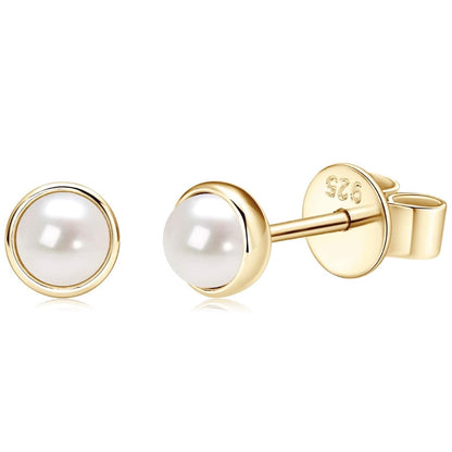 Pearl Earrings 18K Gold Plated Handpicked Freshwater Cultured Pearls Stud Hypoallergenic