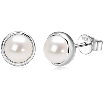 Pearl Earrings 18K Gold Plated Handpicked Freshwater Cultured Pearls Stud Hypoallergenic