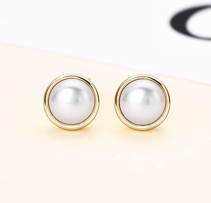 Pearl Earrings 18K Gold Plated Handpicked Freshwater Cultured Pearls Stud Hypoallergenic