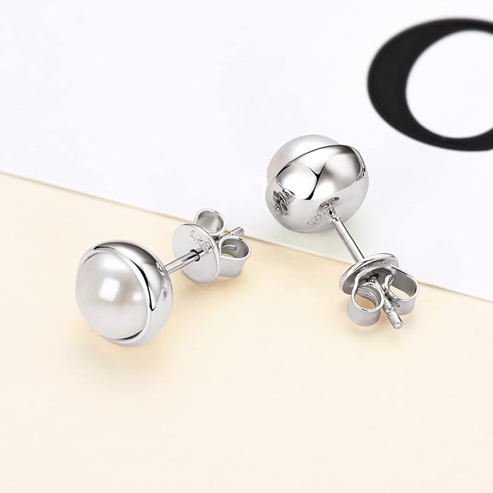 Pearl Earrings 18K Gold Plated Handpicked Freshwater Cultured Pearls Stud Hypoallergenic