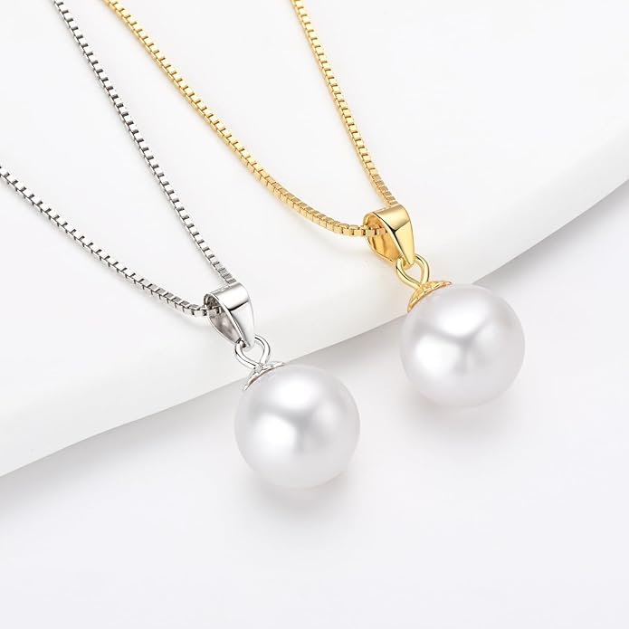 Simple Pearl Necklace Sterling Silver Freshwater Cultured Single Pearl Pendant Necklaces