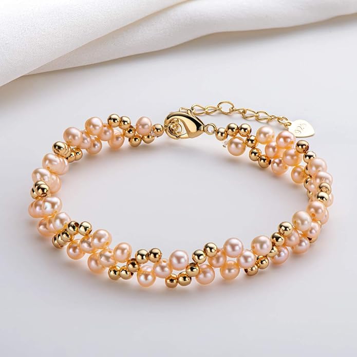 Pearl Bracelets 14K Gold Plated Adjustable Freshwater Pearl Bracelet Jewelry Gifts