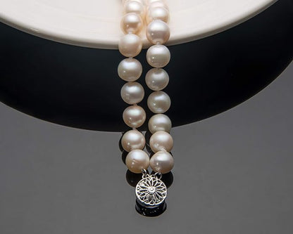 Double Row Pearl Bracelet Two Strand Freshwater Cultured White Pearl Bracelets