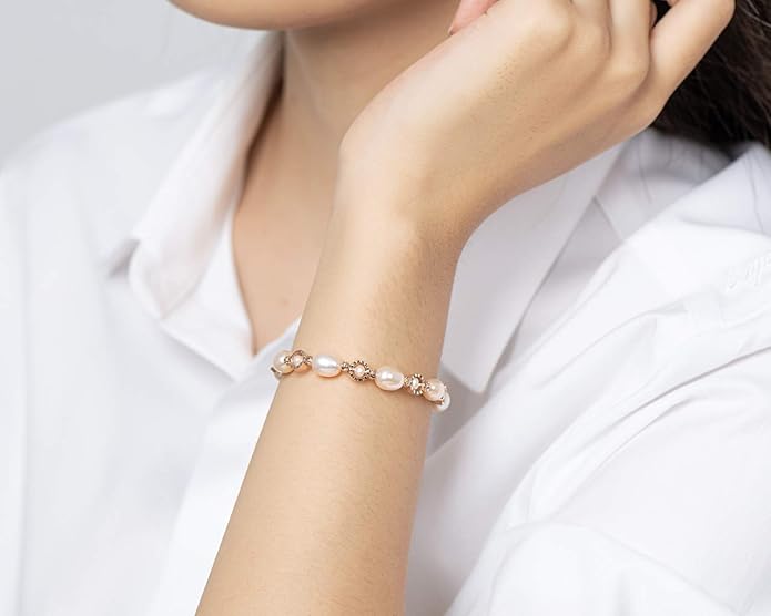Pearl Bracelets 14K Gold Plated Adjustable Freshwater Pearl Bracelet Jewelry Gifts