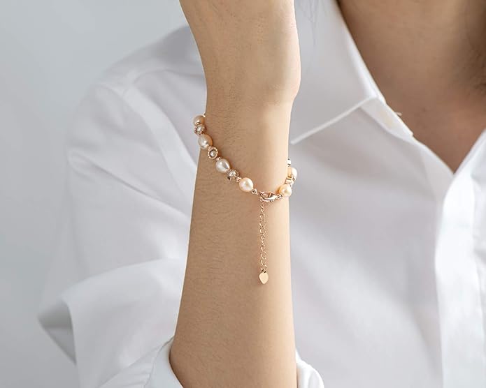Pearl Bracelets 14K Gold Plated Adjustable Freshwater Pearl Bracelet Jewelry Gifts