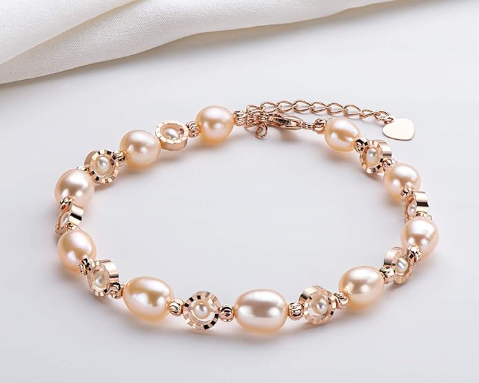 Pearl Bracelets 14K Gold Plated Adjustable Freshwater Pearl Bracelet Jewelry Gifts