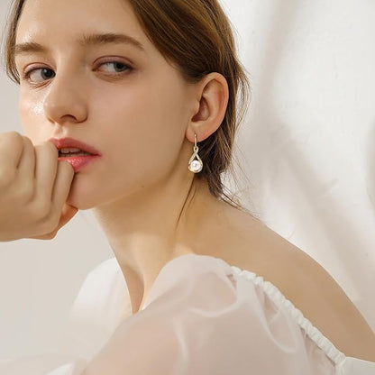 Pendientes de perlas de agua dulce para mujer, pendientes colgantes de perlas de plata de ley, joyería de boda, regalo