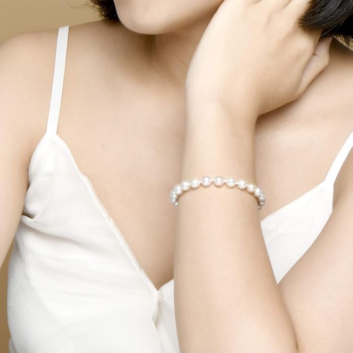Pearl Bracelets 925 Sterling Silver Round White Freshwater Cultured Pearls Bracelet Gifts