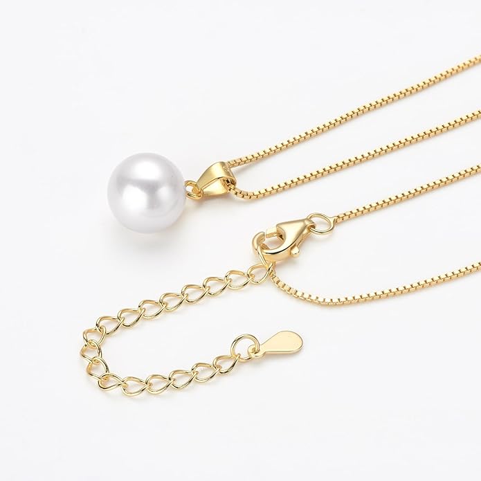 Simple Pearl Necklace Sterling Silver Freshwater Cultured Single Pearl Pendant Necklaces