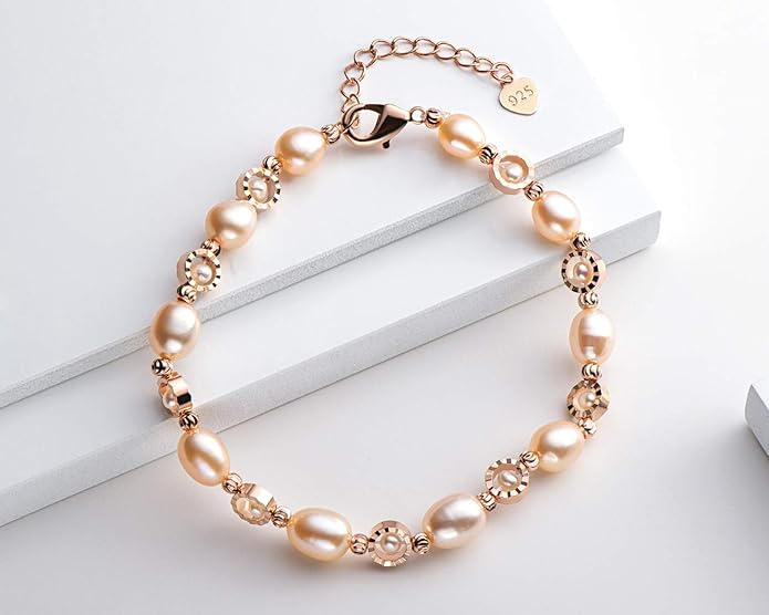 Pearl Bracelets 14K Gold Plated Adjustable Freshwater Pearl Bracelet Jewelry Gifts
