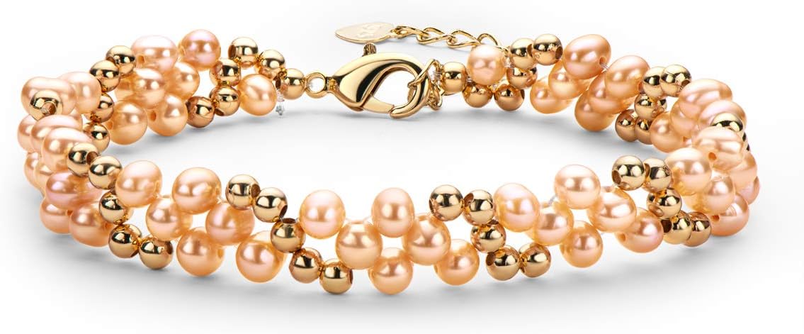 Pearl Bracelets 14K Gold Plated Adjustable Freshwater Pearl Bracelet Jewelry Gifts
