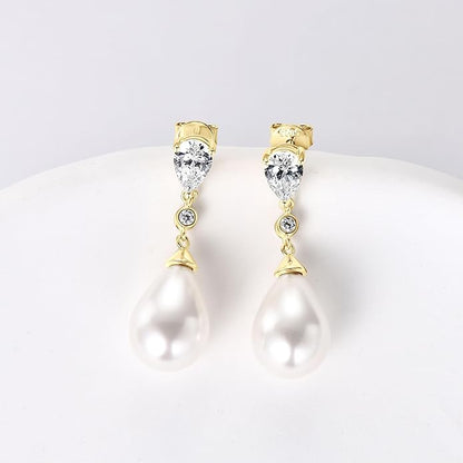 925 Sterling Silver Freshwater Pearl Drop Earrings for Women - June Birthstone Long Dangle Jewelry Gifts