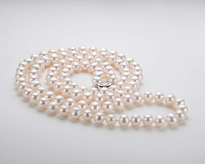Pearl Strand Necklace Freshwater Cultured White Pearl Bead Choker Long Necklaces