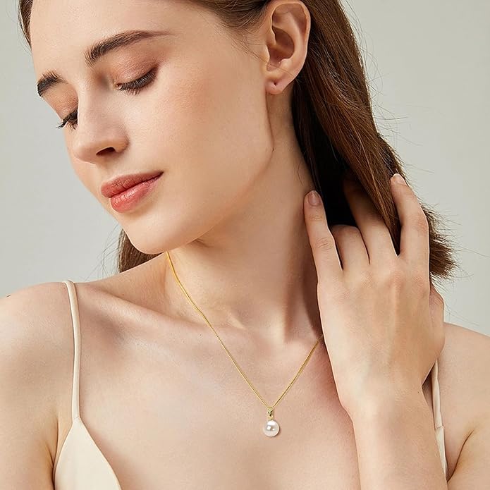 Simple Pearl Necklace Sterling Silver Freshwater Cultured Single Pearl Pendant Necklaces