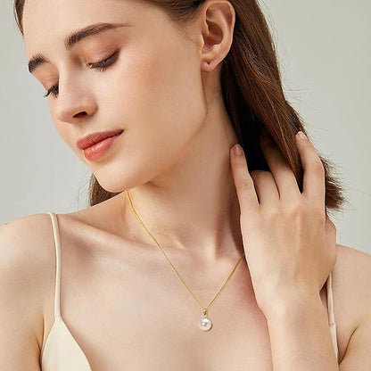 Simple Pearl Necklace Sterling Silver Freshwater Cultured Single Pearl Pendant Necklaces