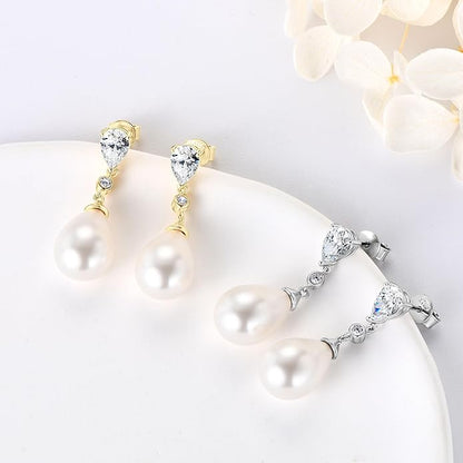 925 Sterling Silver Freshwater Pearl Drop Earrings for Women - June Birthstone Long Dangle Jewelry Gifts