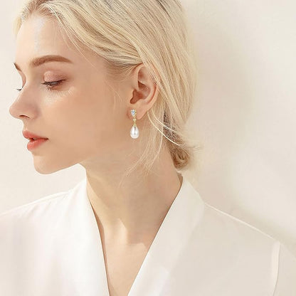 925 Sterling Silver Freshwater Pearl Drop Earrings for Women - June Birthstone Long Dangle Jewelry Gifts