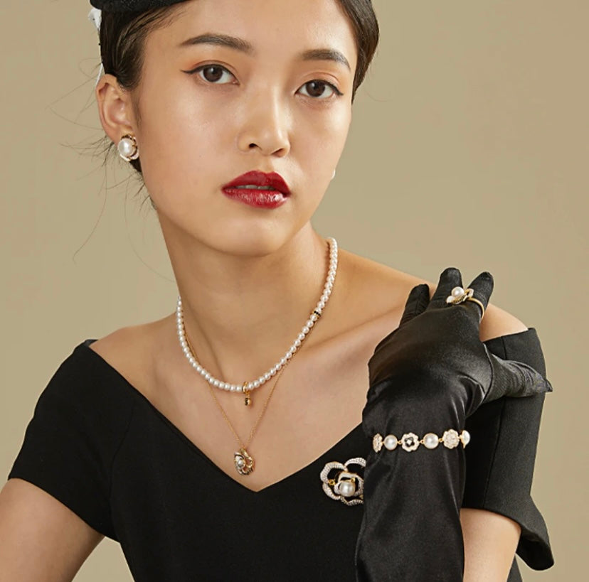Trendy Pearl Earrings for Women – Gold Plated Statement Drop Earrings with Simulated Pearls