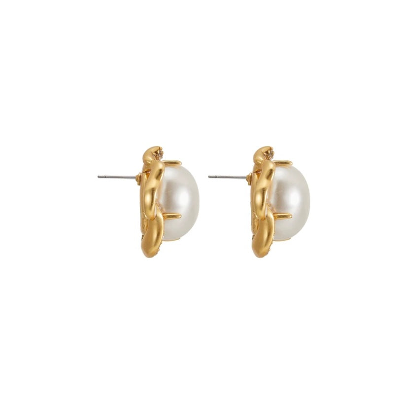 Trendy Pearl Earrings for Women – Gold Plated Statement Drop Earrings with Simulated Pearls