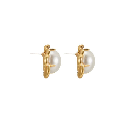 Trendy Pearl Earrings for Women – Gold Plated Statement Drop Earrings with Simulated Pearls
