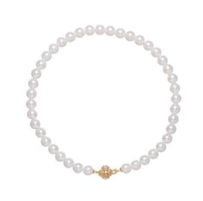 Trendy Pearl Necklace for Women – Dainty Gold Plated Chain with Simulated Pearls for Layered Look