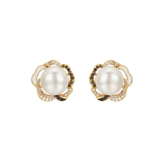 Trendy Pearl Earrings for Women – Gold Plated Statement Drop Earrings with Simulated Pearls