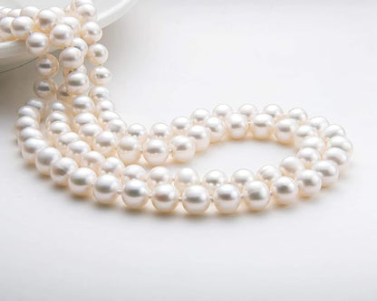 Pearl Strand Necklace Freshwater Cultured White Pearl Bead Choker Long Necklaces