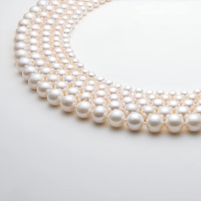 Pearl Strand Necklace Freshwater Cultured White Pearl Bead Choker Long Necklaces