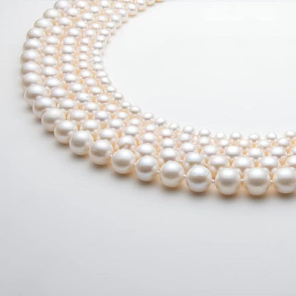 Pearl Strand Necklace Freshwater Cultured White Pearl Bead Choker Long Necklaces