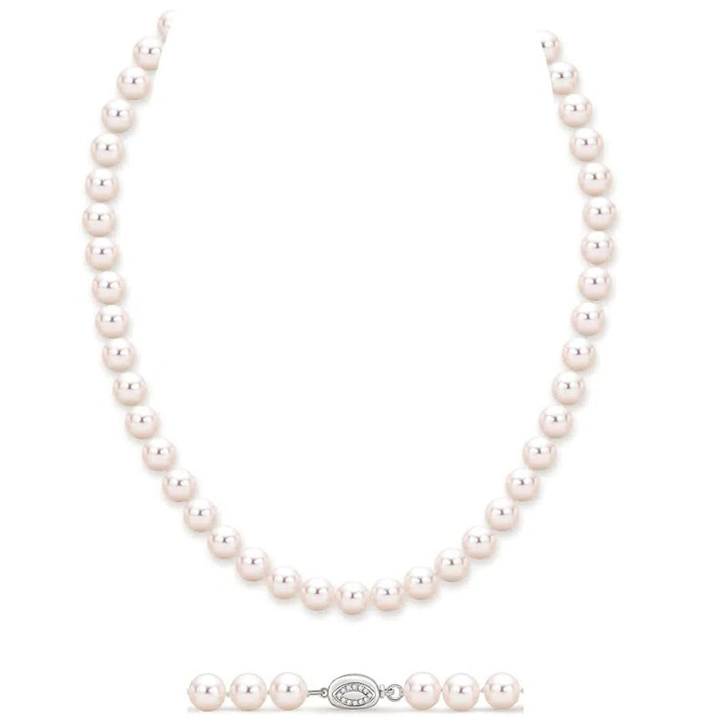 Pearl Strand Necklace Freshwater Cultured White Pearl Bead Choker Long Necklaces