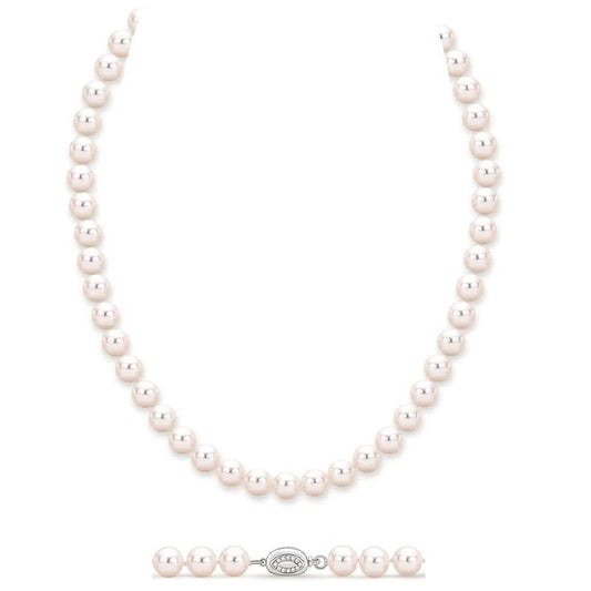 Pearl Strand Necklace Freshwater Cultured White Pearl Bead Choker Long Necklaces