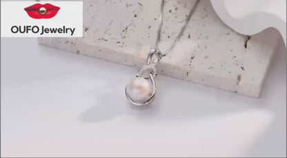 Freshwater Pearl Pendant Necklaces for Women, Sterling Silver Infinity Single Pearl Necklace