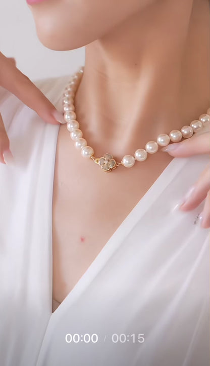 Trendy Pearl Necklace for Women – Dainty Gold Plated Chain with Simulated Pearls for Layered Look