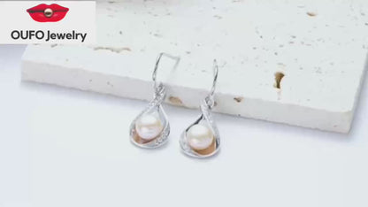 Pendientes de perlas de agua dulce para mujer, pendientes colgantes de perlas de plata de ley, joyería de boda, regalo