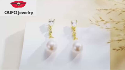 925 Sterling Silver Freshwater Pearl Drop Earrings for Women - June Birthstone Long Dangle Jewelry Gifts