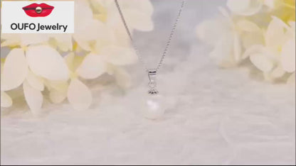 Simple Pearl Necklace Sterling Silver Freshwater Cultured Single Pearl Pendant Necklaces