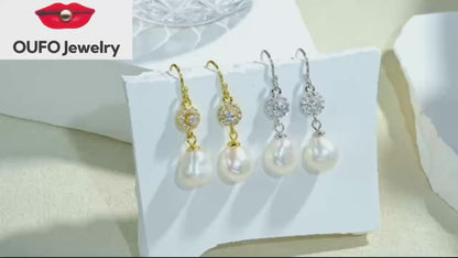 Elegant Sterling Silver Freshwater Pearl Drop Earrings for Women Classic Dangle Wedding Jewelry Gift
