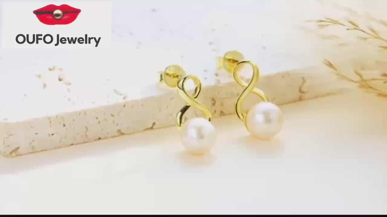 Freshwater Pearl Drop Earrings for Women, 925 Sterling
